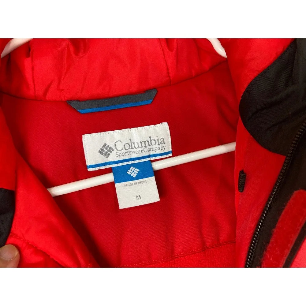 Columbia Winter Jacket Boys M Red Black Omni-Tech Hooded Ski Snow School